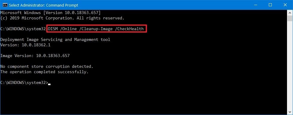 DISM /Online /Cleanup-Image /CheckHealth