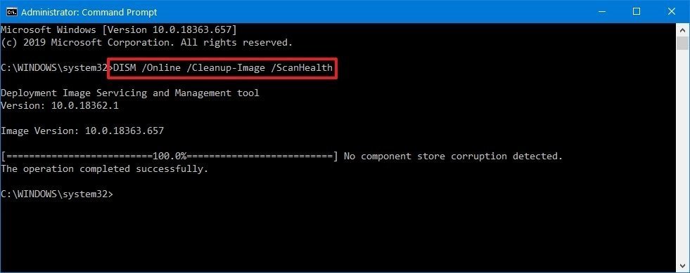 DISM /Online /Cleanup-Image /ScanHealth