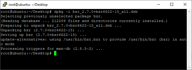 dpkg -i bzr_2.7.0+bzr6622-15_all.deb | استفاده از مدیر بسته دبیان
