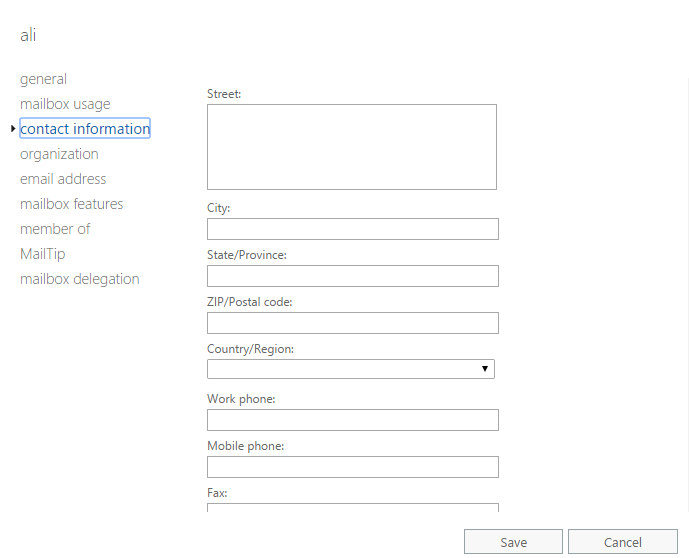 تنظیمات MailBox کاربران در Exchange
